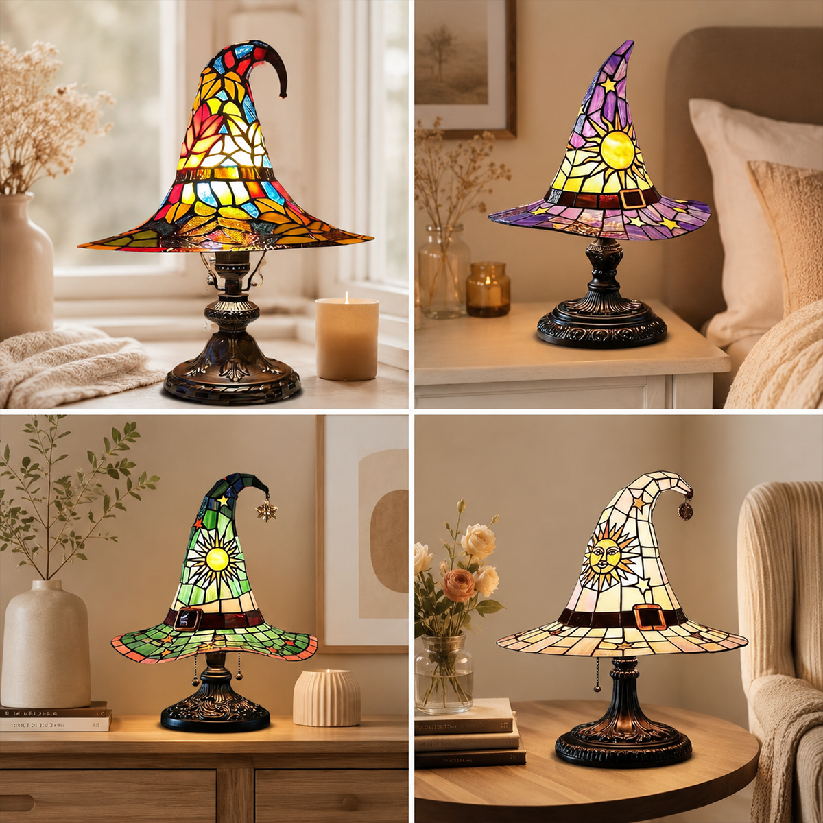 ♠️Witch Hat Stained Glass Style Night Light🎁