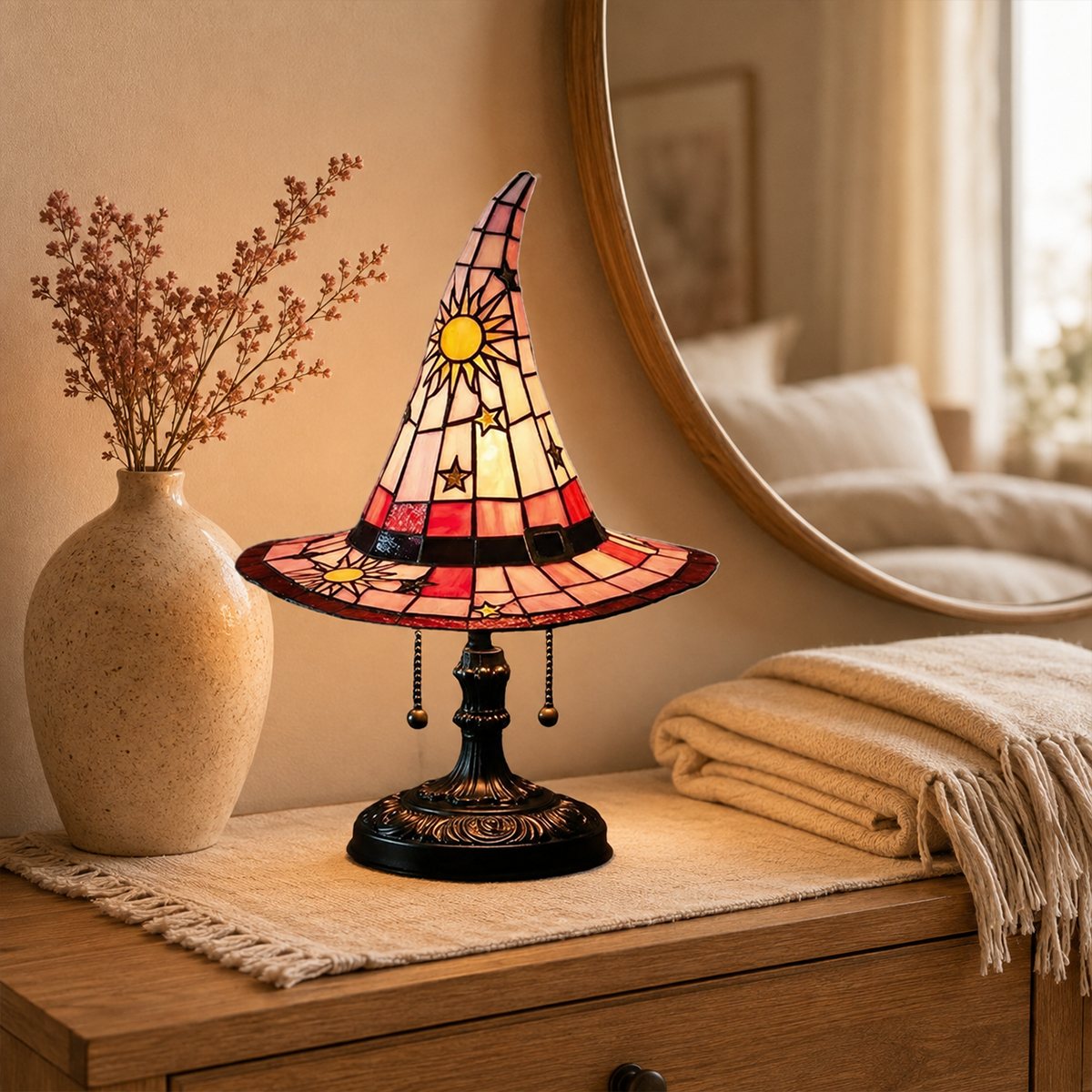 ♠️Witch Hat Stained Glass Style Night Light🎁