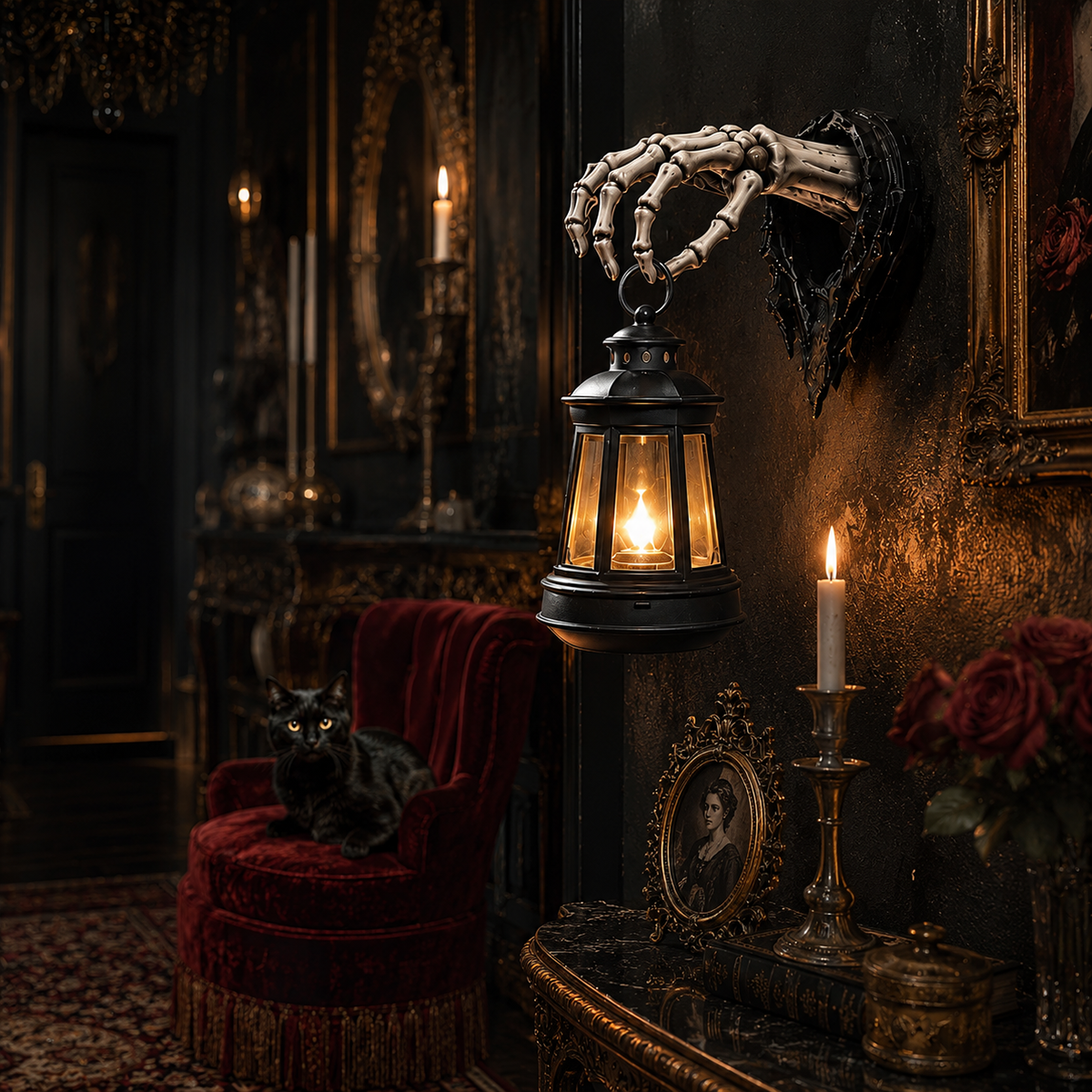 🔥🕯️Light Up The Dark Side-Skeleton Hand Wall Lantern💀🖤