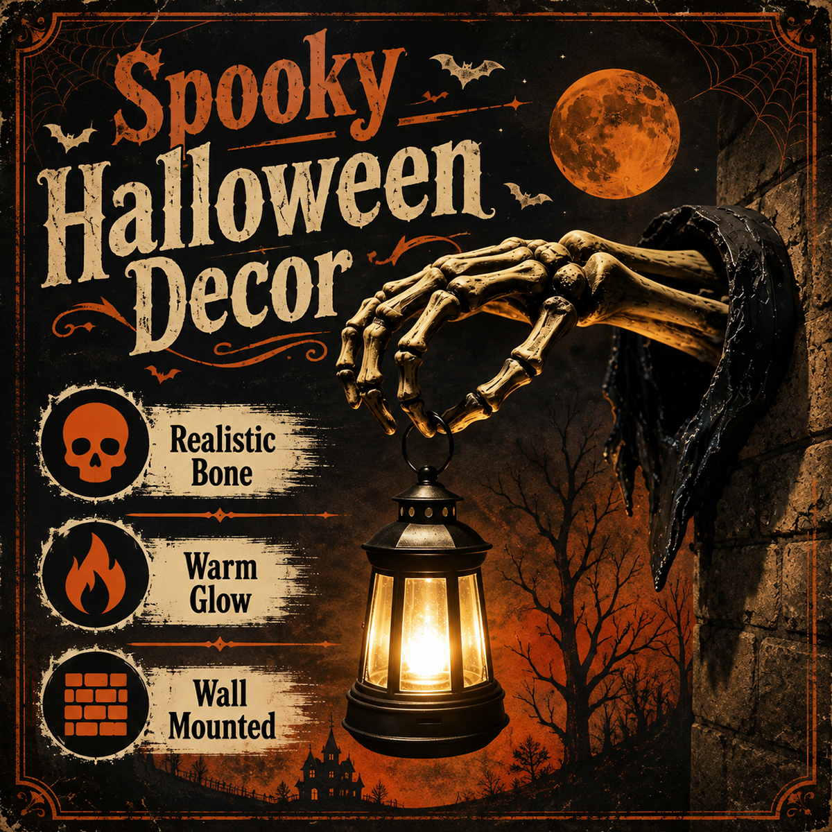 🔥🕯️Light Up The Dark Side-Skeleton Hand Wall Lantern💀🖤